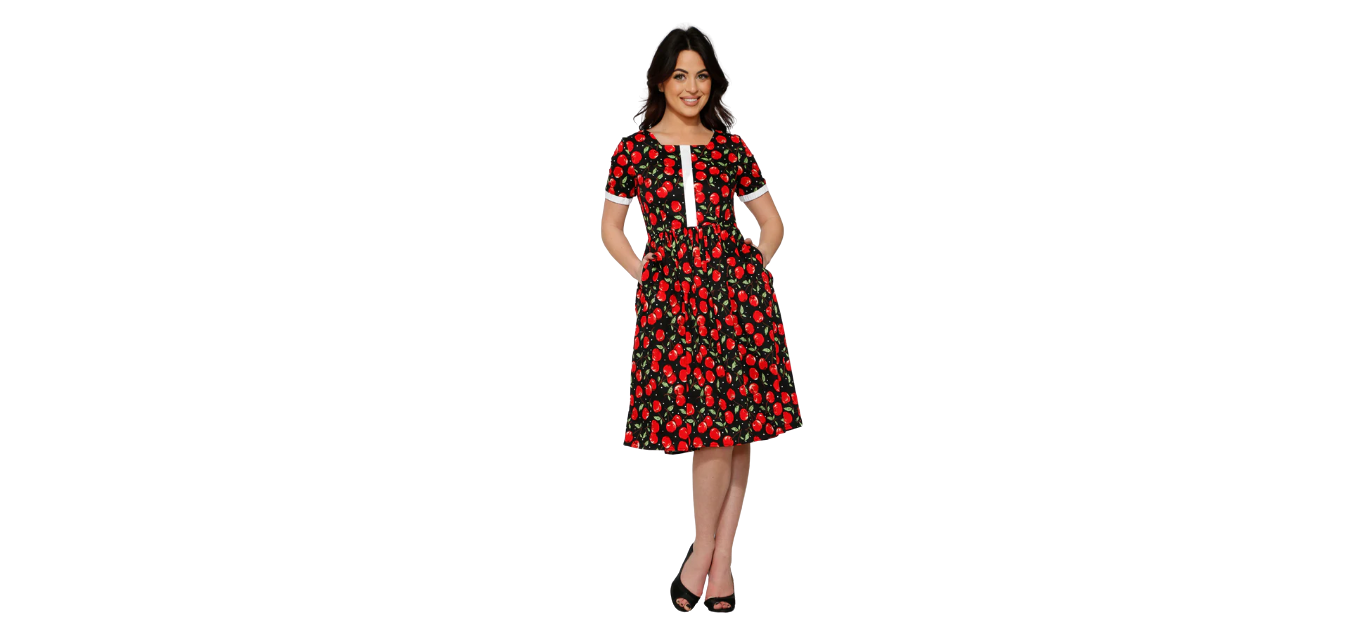 black and red cherry dress Galaca Mini Dress in Cherries Black