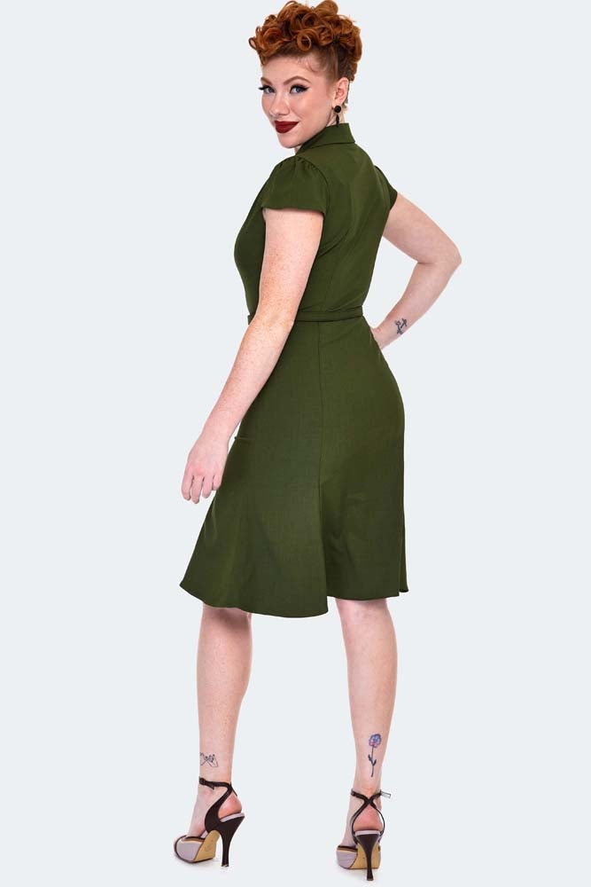 40's Style Short Sleeve Green Dress Voodoo Vixen | Retro Betty 40's Style Short Sleeve Green Dress Voodoo Vixen | Retro Betty