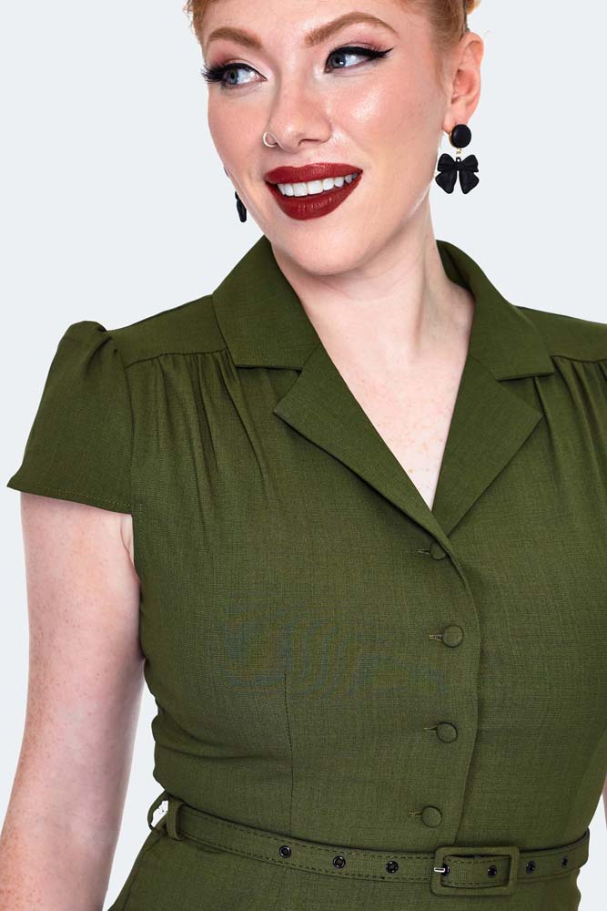 voodoo vixen green dress Voodoo Vixen Teal Floral & Bee Print Flare Dress – Unique Vintage main image 1