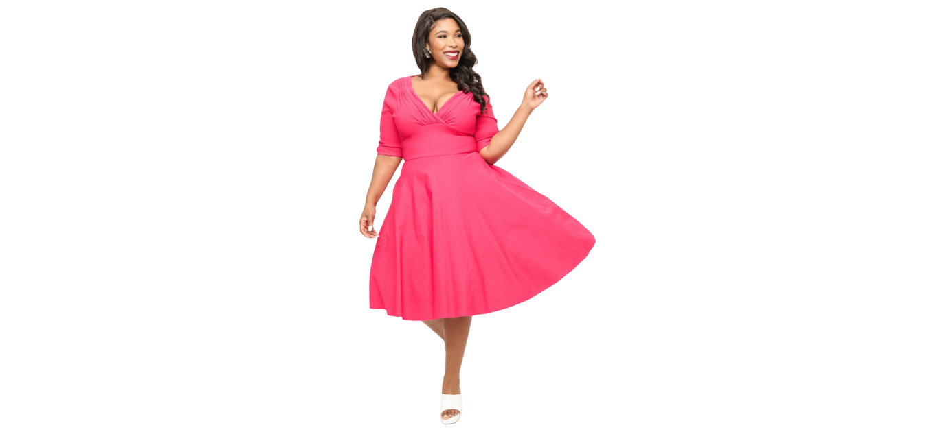 Hot Pink Delores Swing Dress Unique Vintage | Retro Betty Hot Pink Delores Swing Dress Unique Vintage | Retro Betty