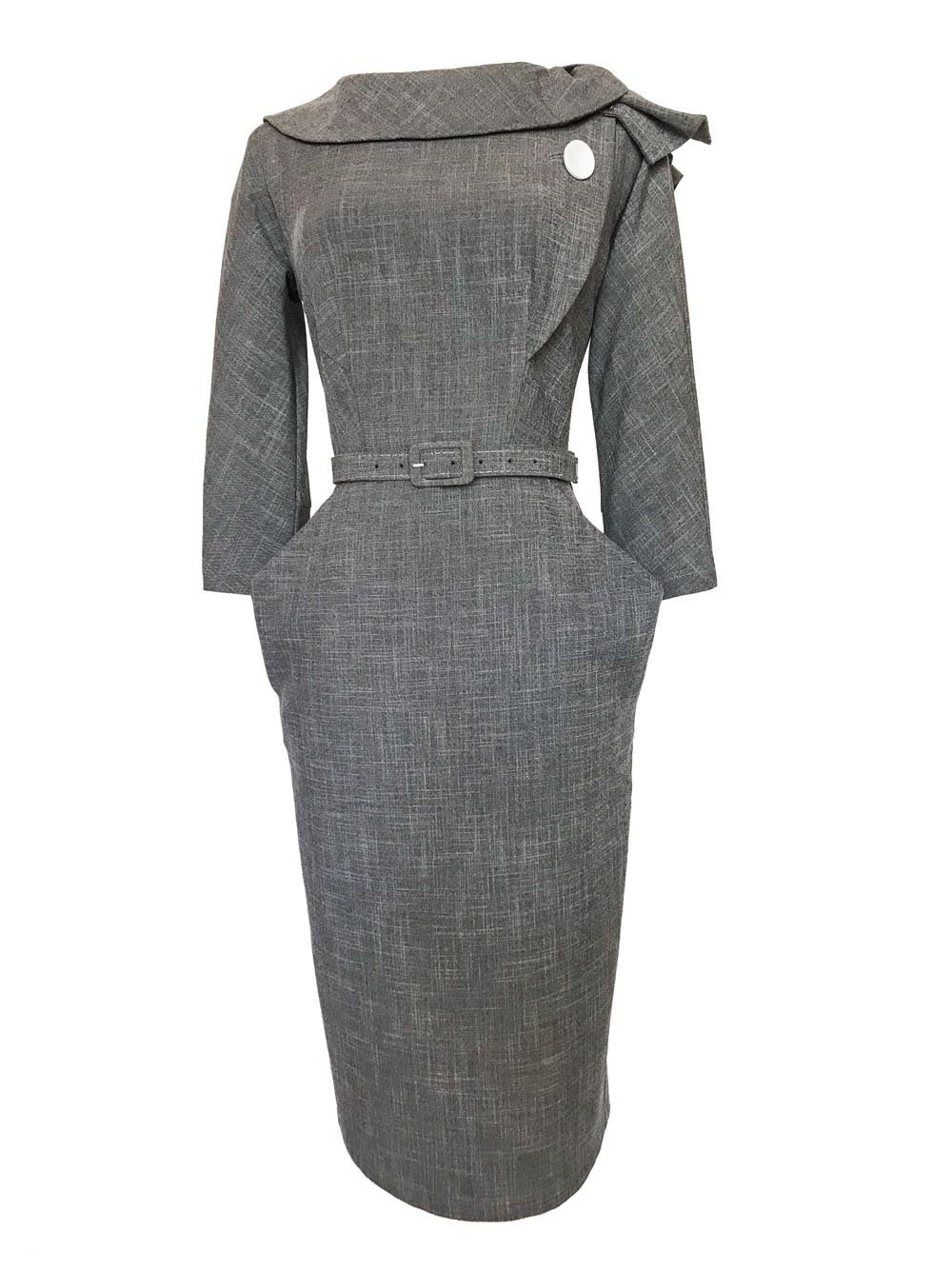 Grace & Glam Evita Dress Grey | Retro Betty