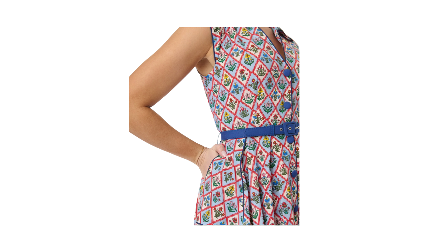 Blue Diamond Floral Dolman Swing Dress Unique Vintage | Retro Betty