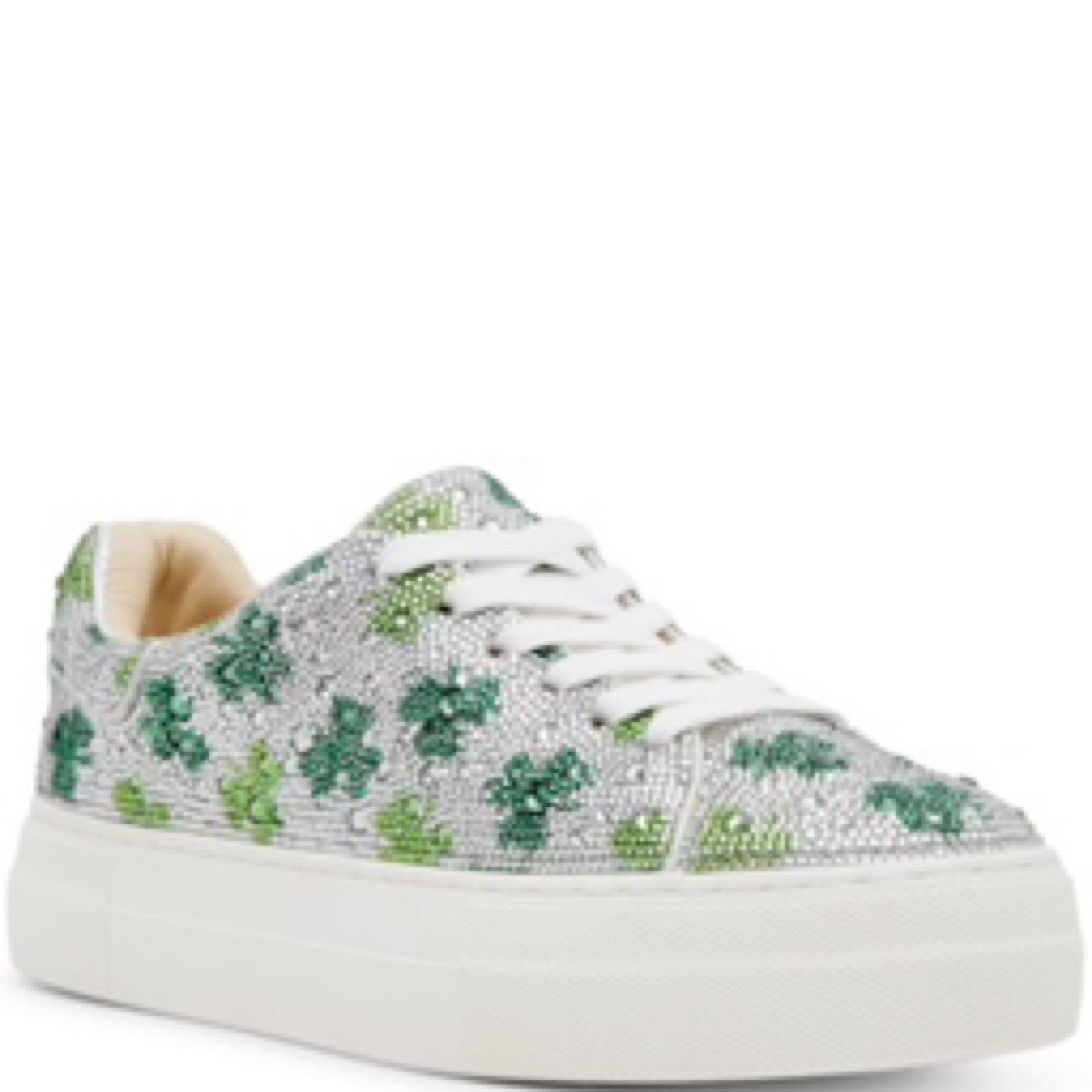 Sidny Clover Shamrock Print Rhinestone Platform Sneakers Betsey