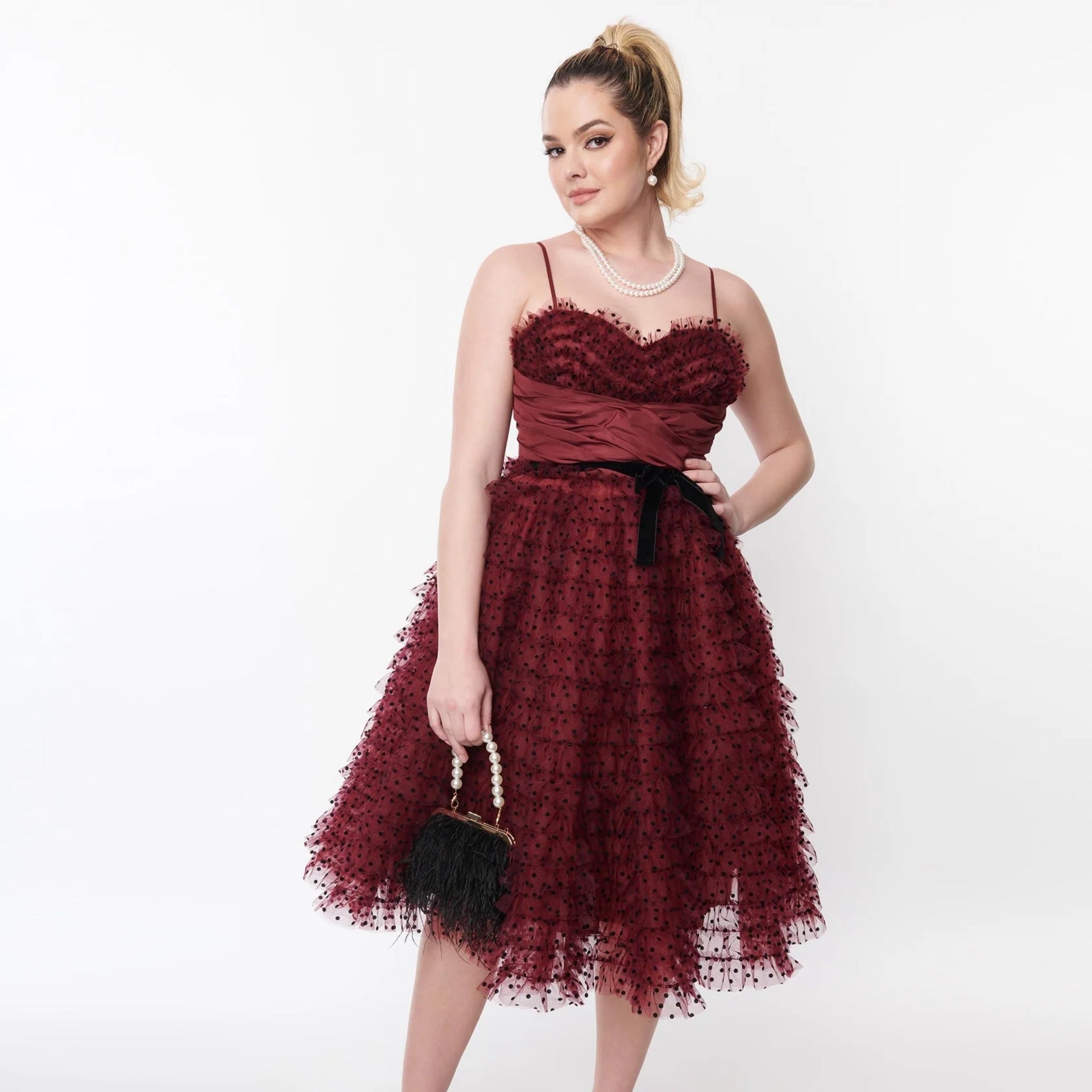 Courtney newest Vintage Swing Dress in Burgundy and Gold Witchy Toile