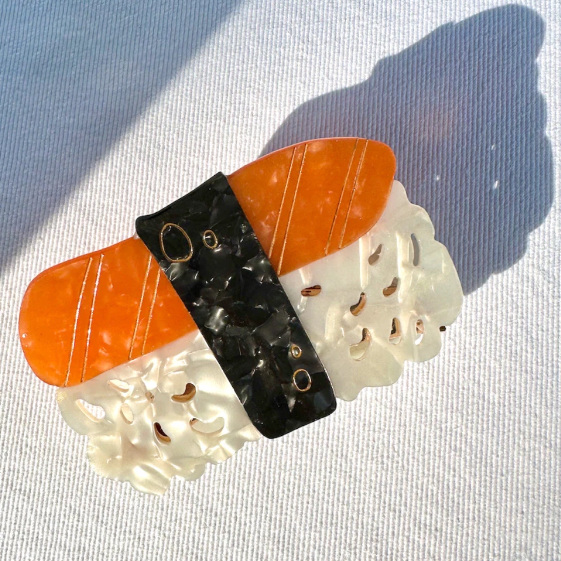 Hand Painted Sushi Claw Hair Clip Solar Eclipse Retro Betty Hand painted sushi claw hair clip solar eclipse retro betty